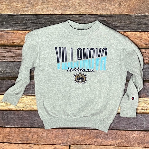 Villanova Wildcats Champion Boys Kids Youth Gray Crewneck Sweatshirt - Picture 1 of 5